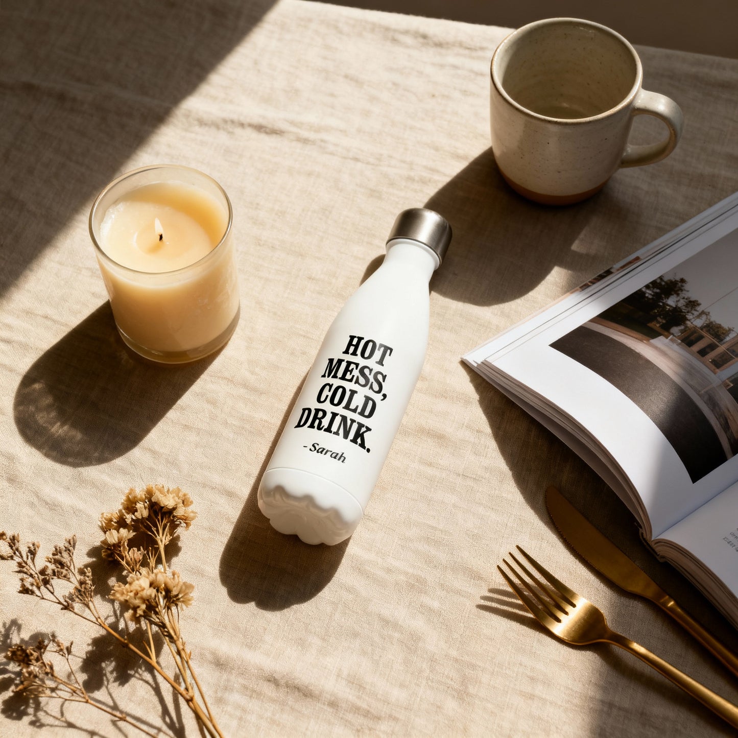 Hot Mess, Cold Drink – Custom 500ml Insulated Water Bottle