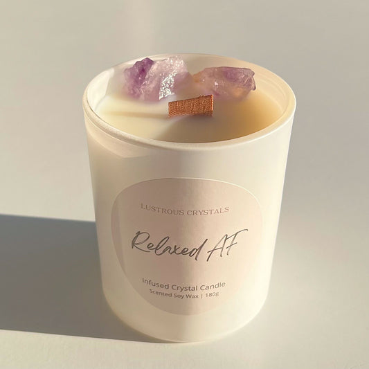 ‘Relaxed af’ | Amethyst Crystal Candle