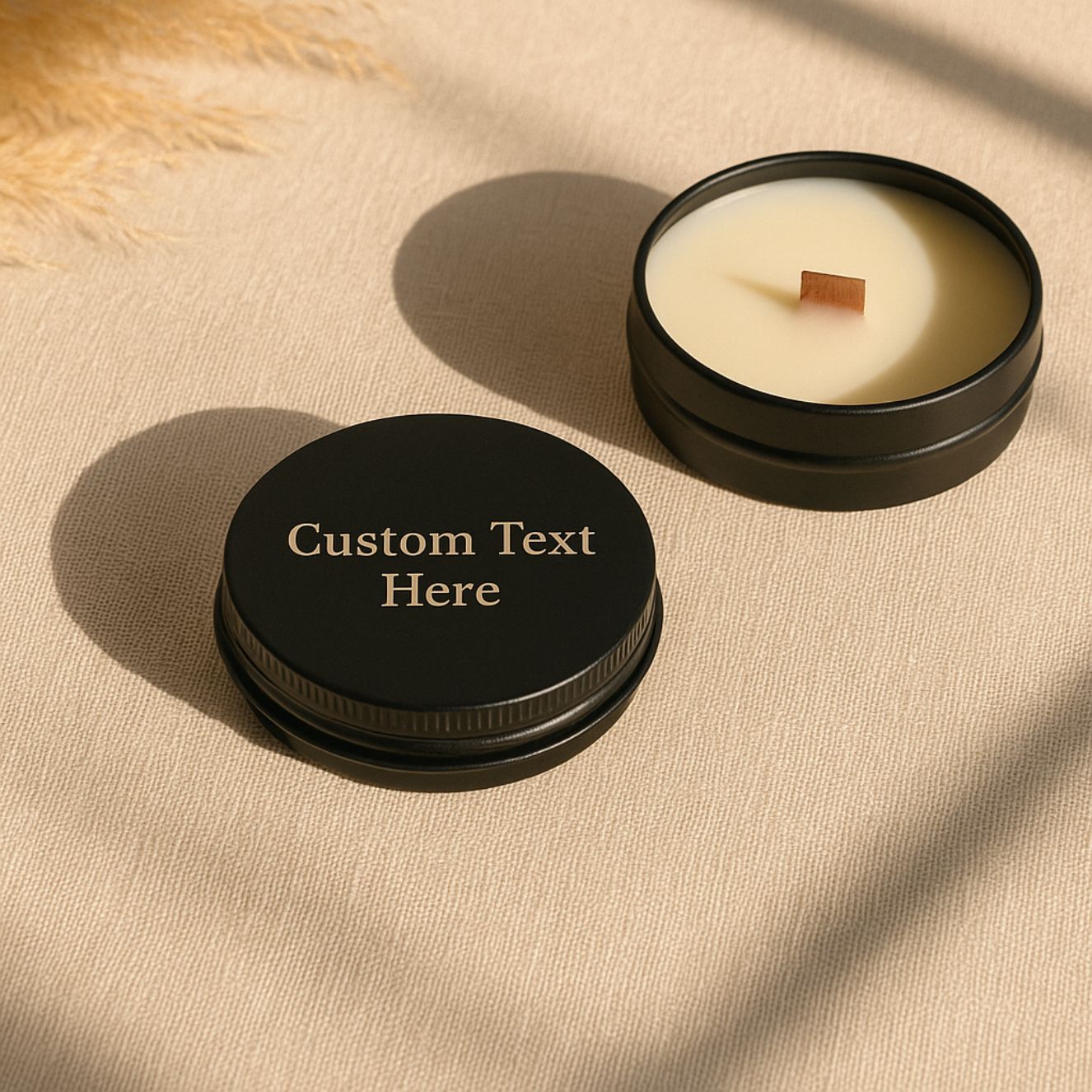 Custom Text Engraved Soy Travel Candle