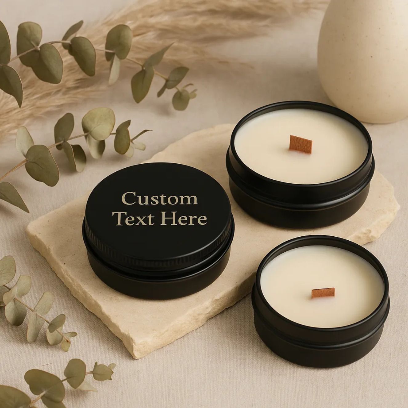 Custom Text Engraved Soy Travel Candle