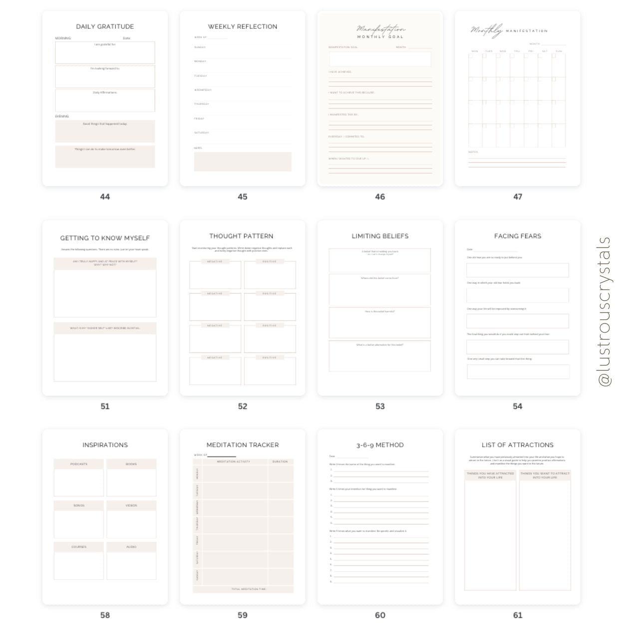 Printable Manifestation Planner & Workbook (86 Pages)