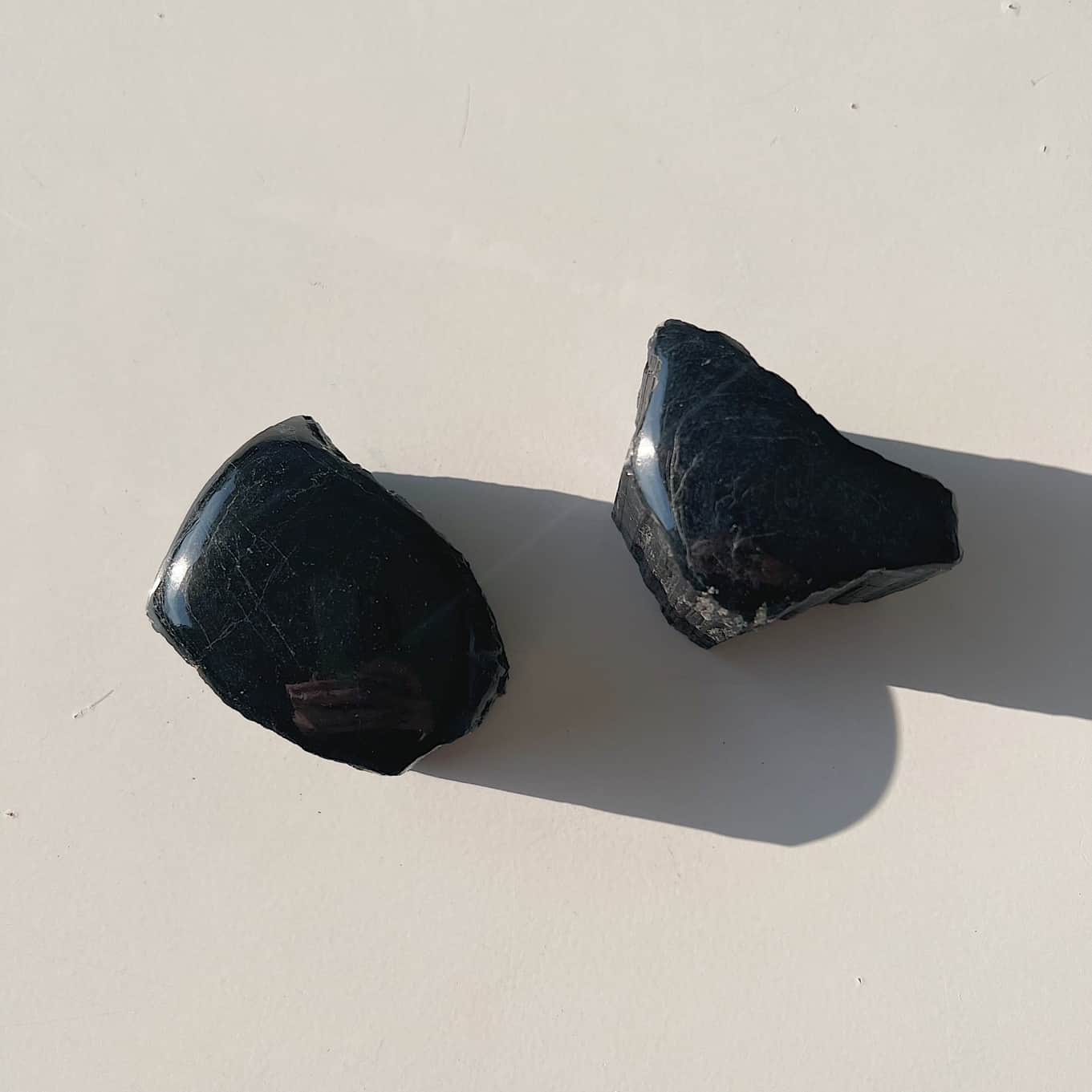 Semi-polished Black Tourmaline Pair | #4