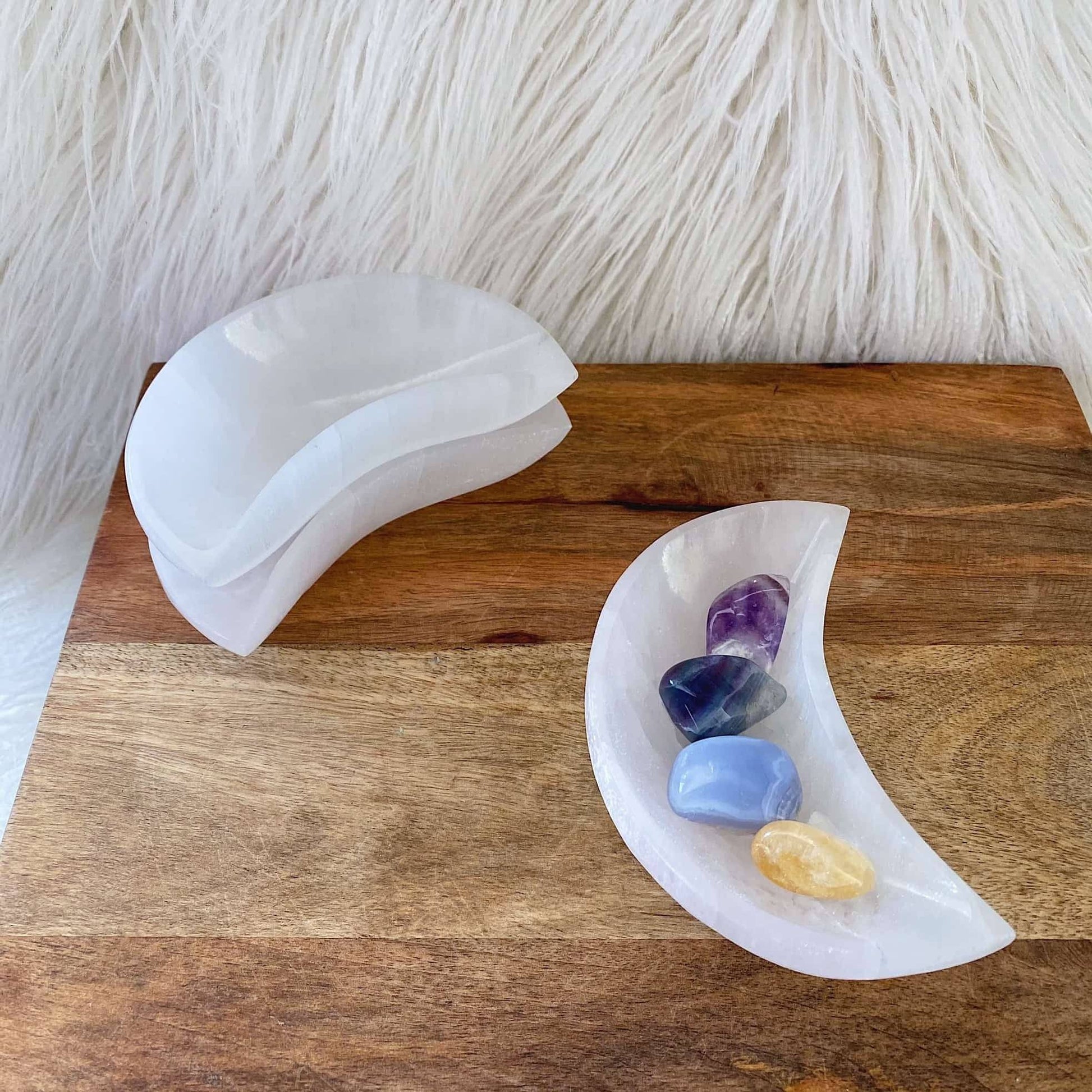 Selenite Moon Charging Bowl Selenite LustrousCrystals®