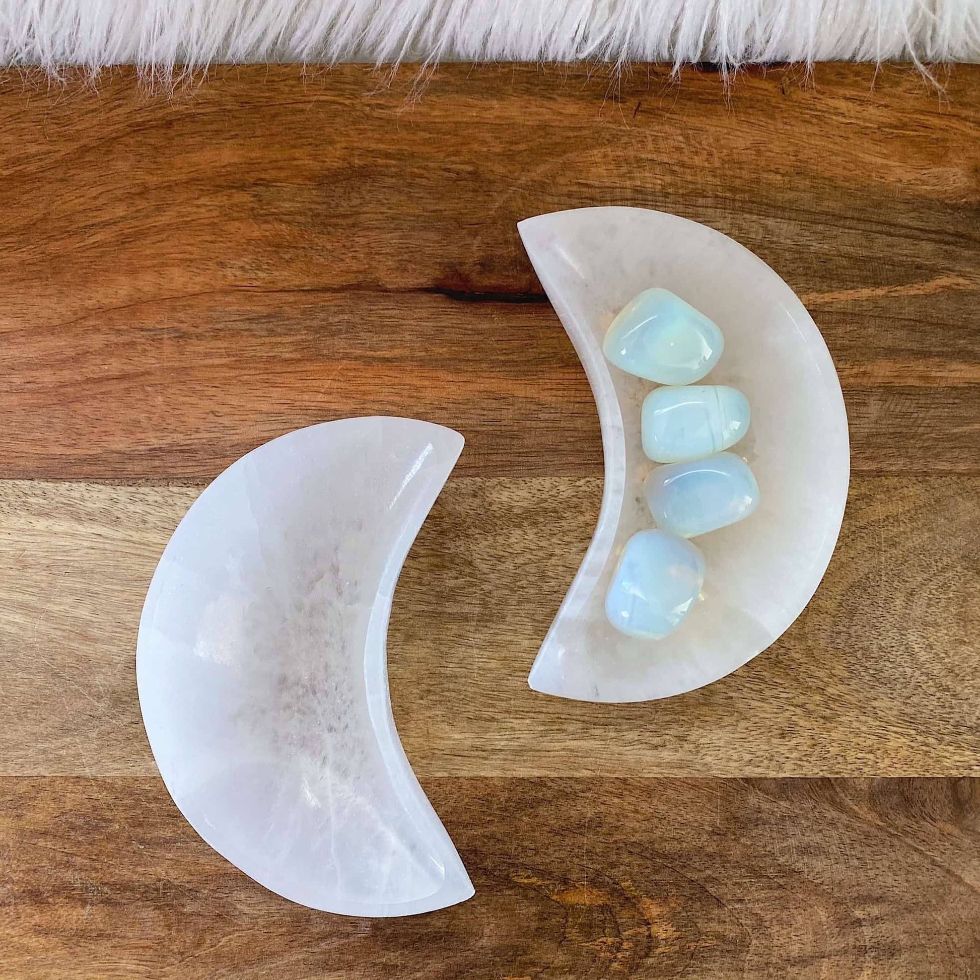 Selenite Moon Charging Bowl Selenite LustrousCrystals®