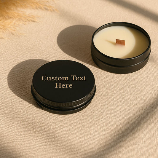 Custom Text Engraved Soy Travel Candle