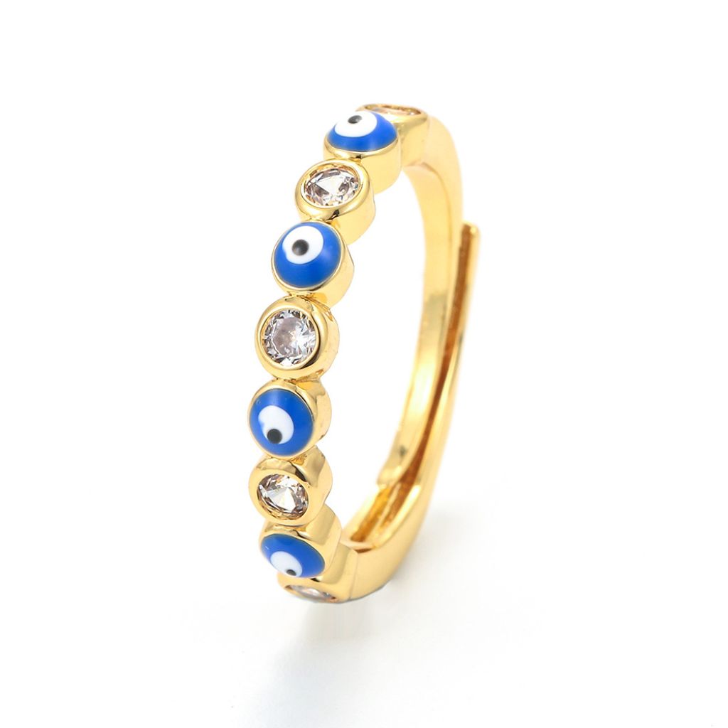 Blue Evil Eye Resizable Ring