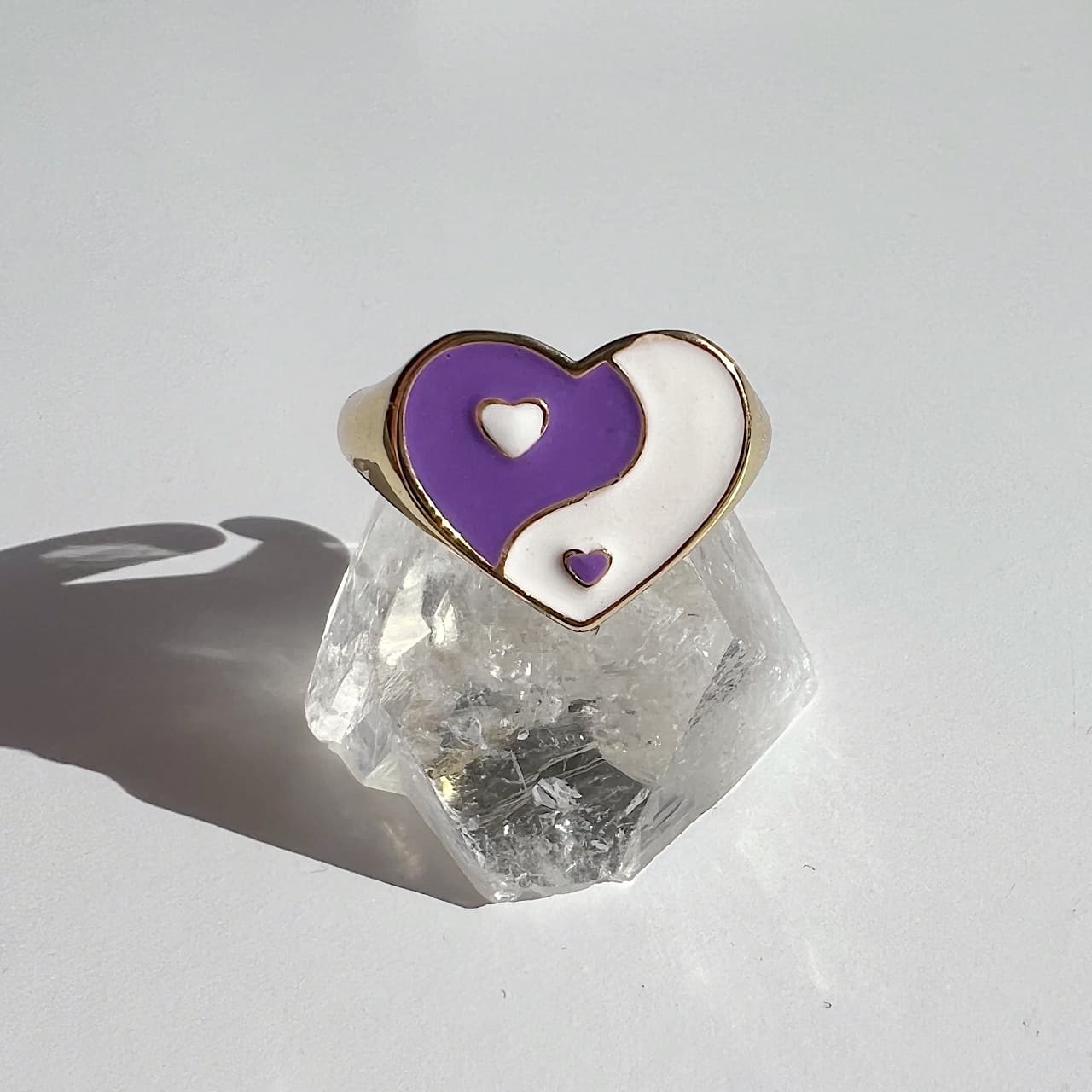 Purple Yin Yang Heart Ring