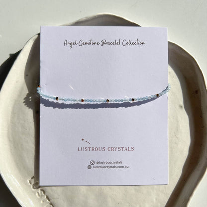 Aquamarine Angel Bracelet | Mini Faceted Gemstone Jewellery