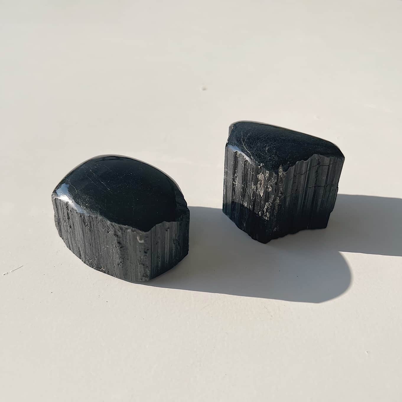 Semi-polished Black Tourmaline Pair | #4